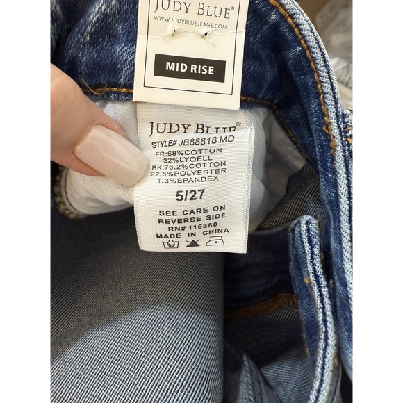 NWT Judy‎ Blue Jeans 5/27 Rigid Magic Boyfriend Fit Stretch Mid Rise Medium Raw - Picture 7 of 11